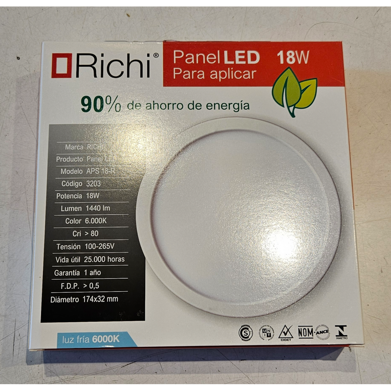 Panel led 18w redondo luz fria o calida richi - 2