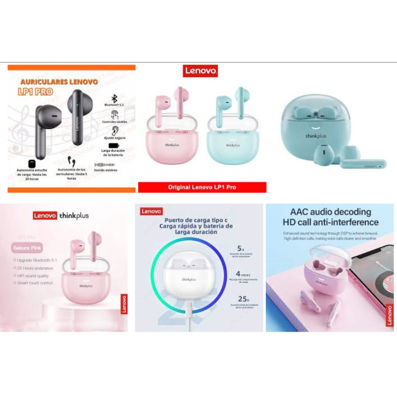 Auricular lenovo lp1 pro (colores: rosa y turquesa) - 2