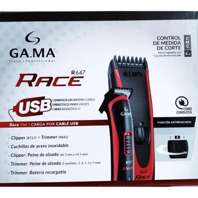 Gama Pack Clipper Corta Pelo + Trimmer Corta Barba Race R647 - 2