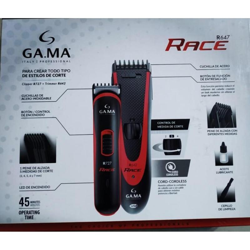 Gama Pack Clipper Corta Pelo + Trimmer Corta Barba Race R647 - 3