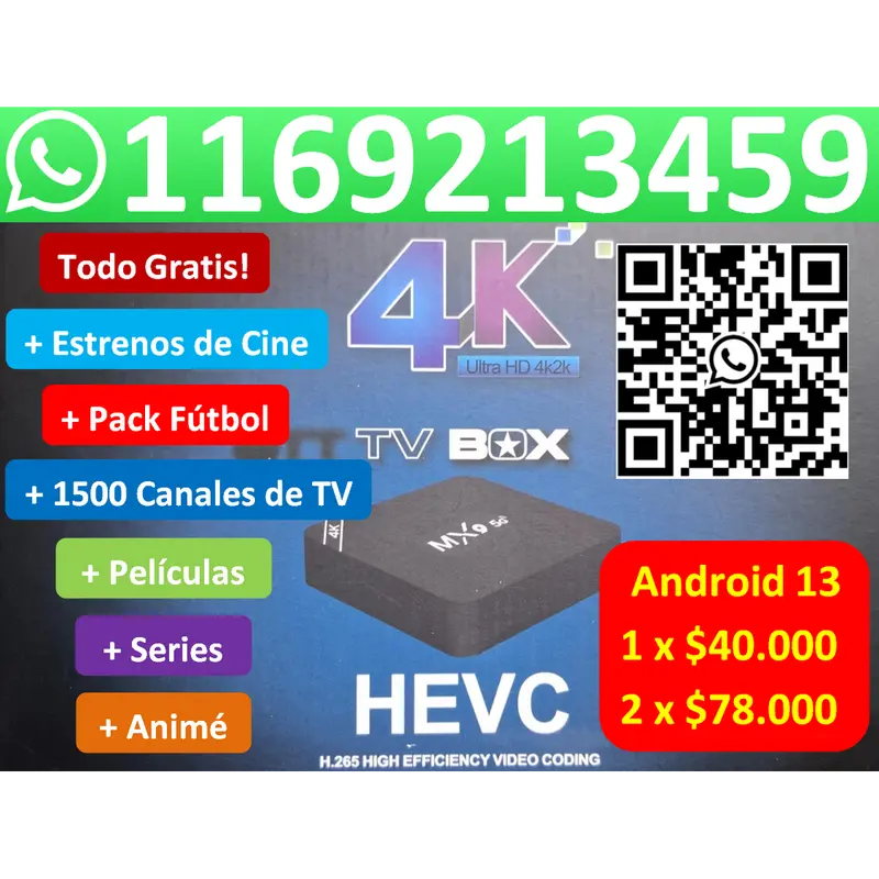 Conversor Convertidor a Smart TV Android 13 Box 4k