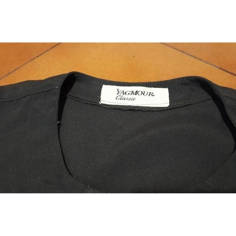 Camisa negra mujer cuello Mao manga larga talla 42 Yagmour