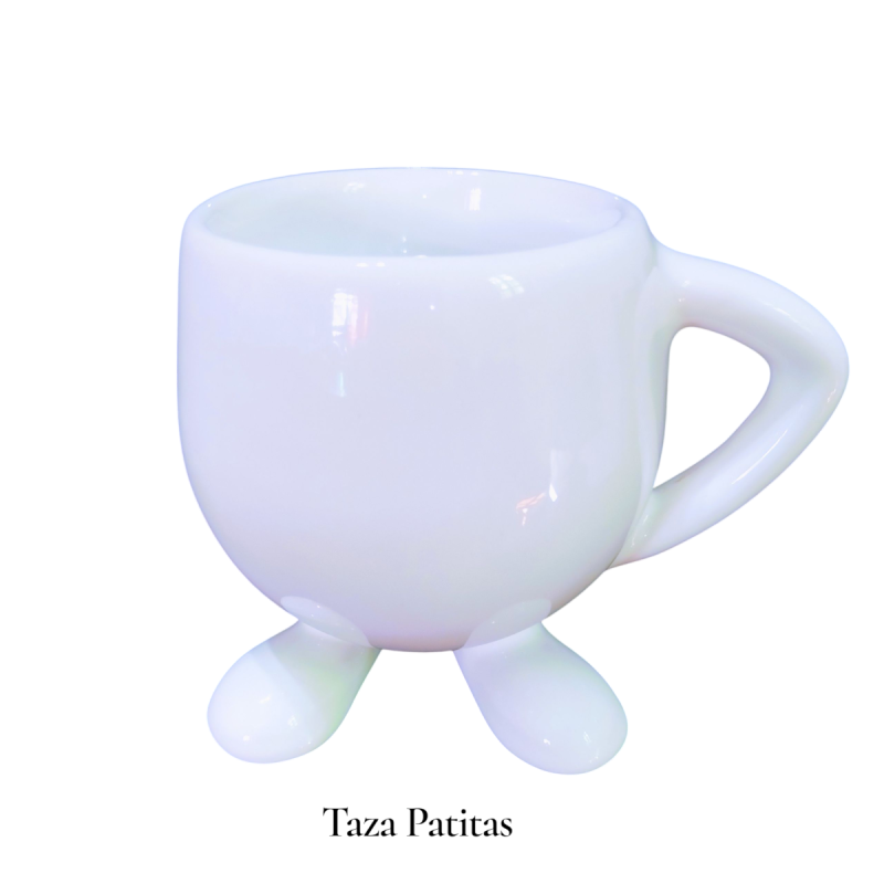 Taza patitas, cerámica blanca