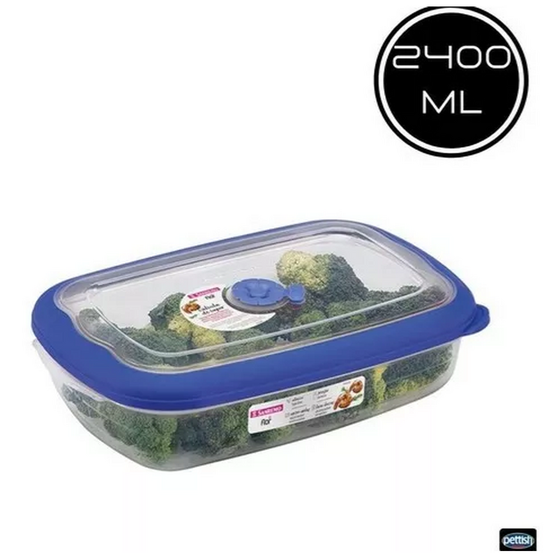 Taper Hermetico Rectangular Bajo Flor 2400ml Marca Sanremo