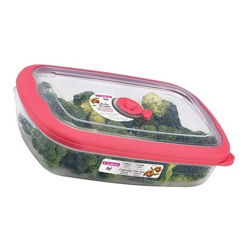 Hermético San Remo Rectangular Bajo Grande 2400ml Microondas