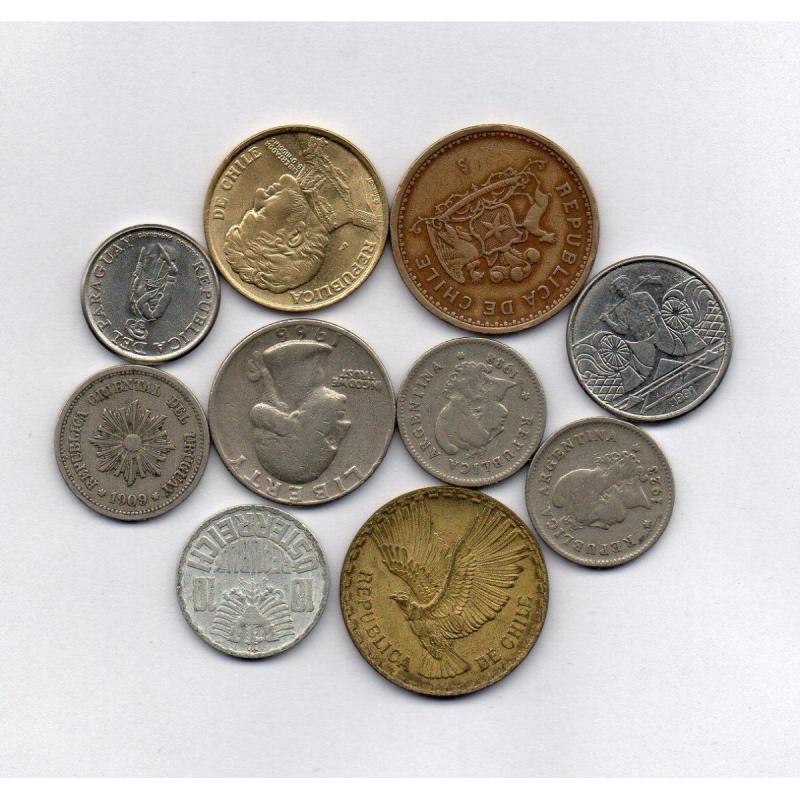 Lote 10 monedas mundiales y argentinas usadas buen estado ( ML 10 ) - 2