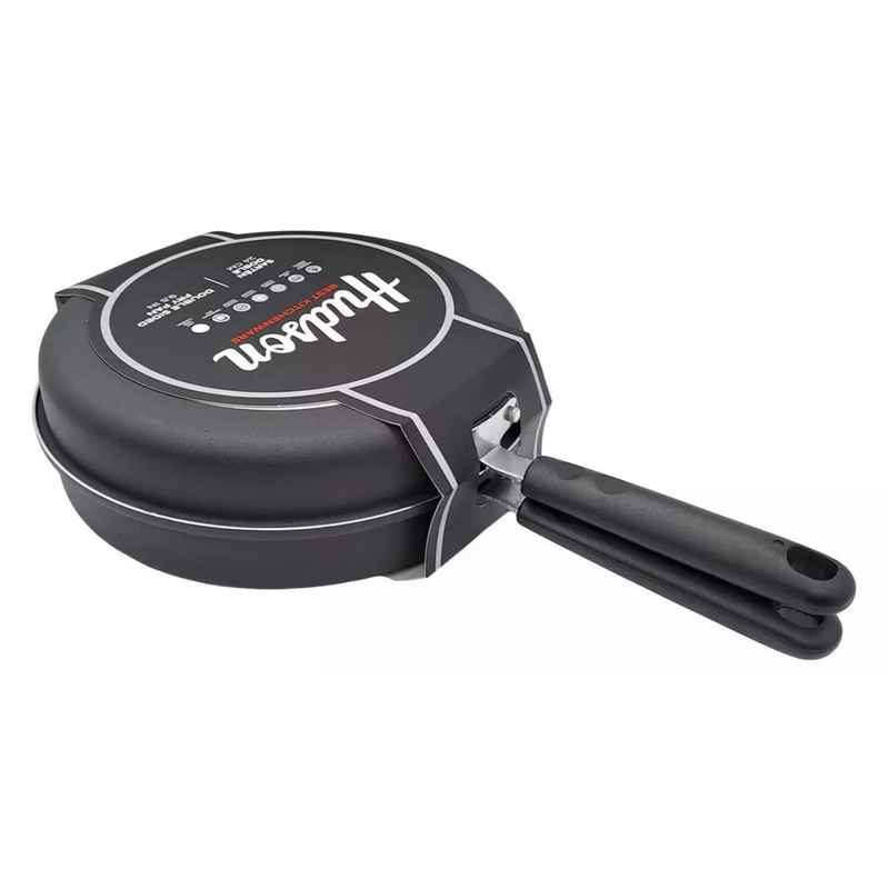 Sarten Doble 24 Cm Teflon Antiadherente Hudson Tortilla Papa Color Negro