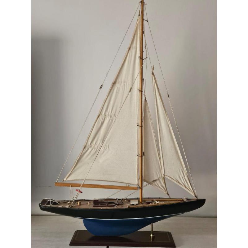 Velero Decorativo Madera Y Tela Estilo Náutico