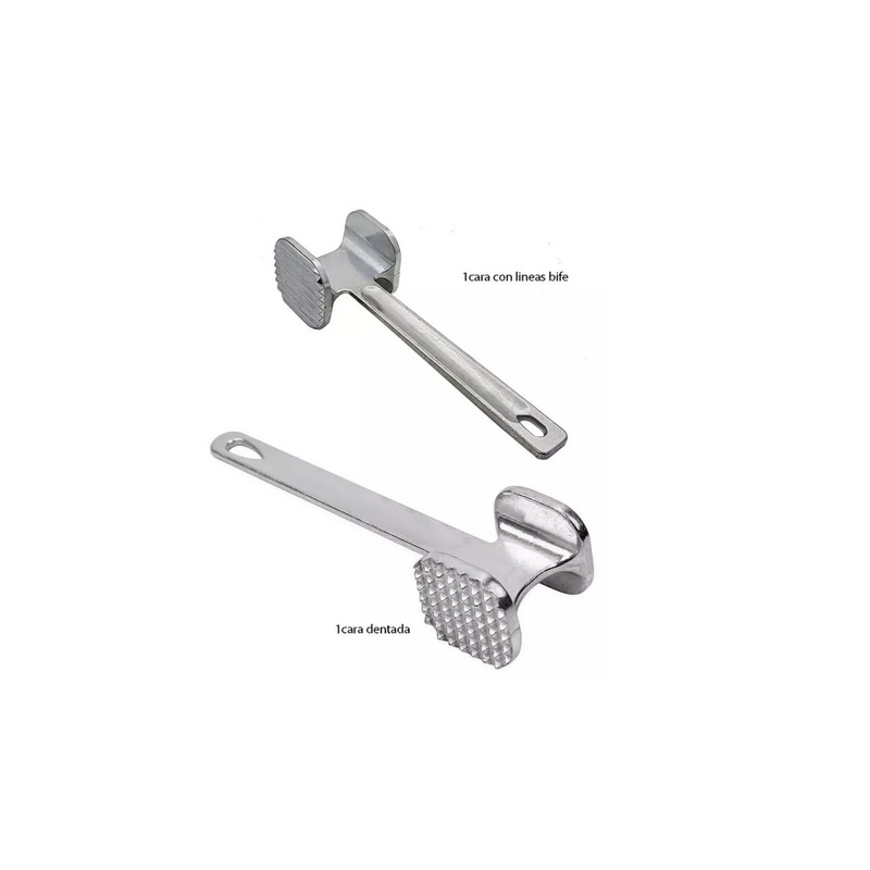 Martillo Carne Bate Bife Fundicion Aluminio Tiernizador 19cm Color Plateado - 2