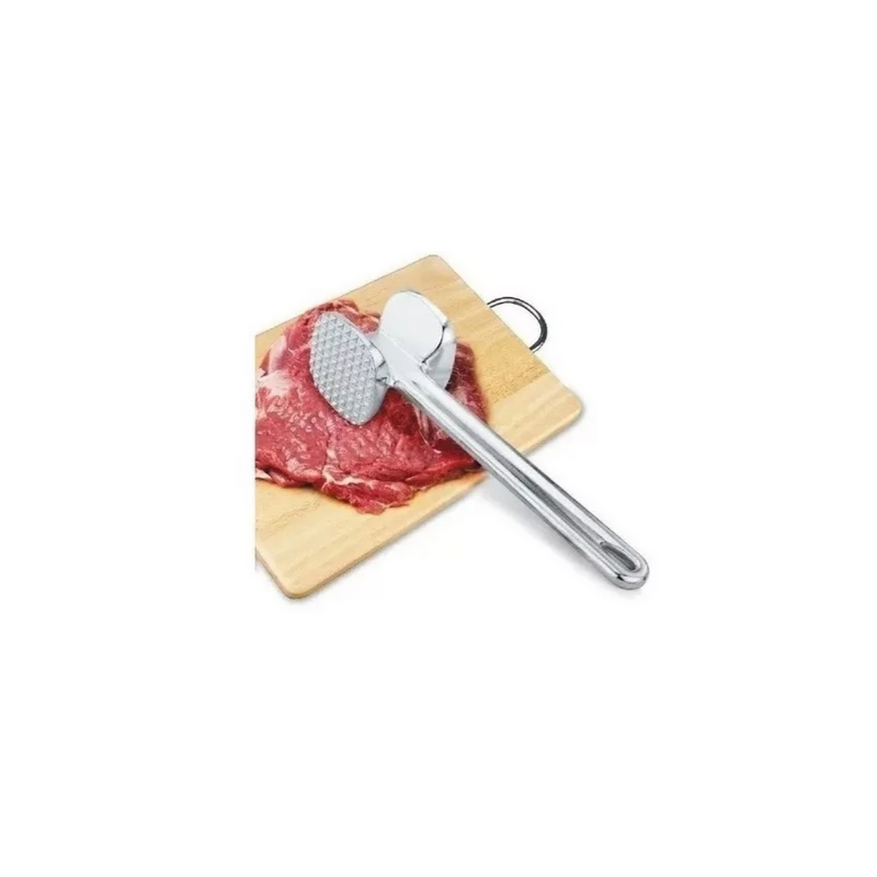 Martillo Carne Bate Bife Fundicion Aluminio Tiernizador 19cm Color Plateado - 3