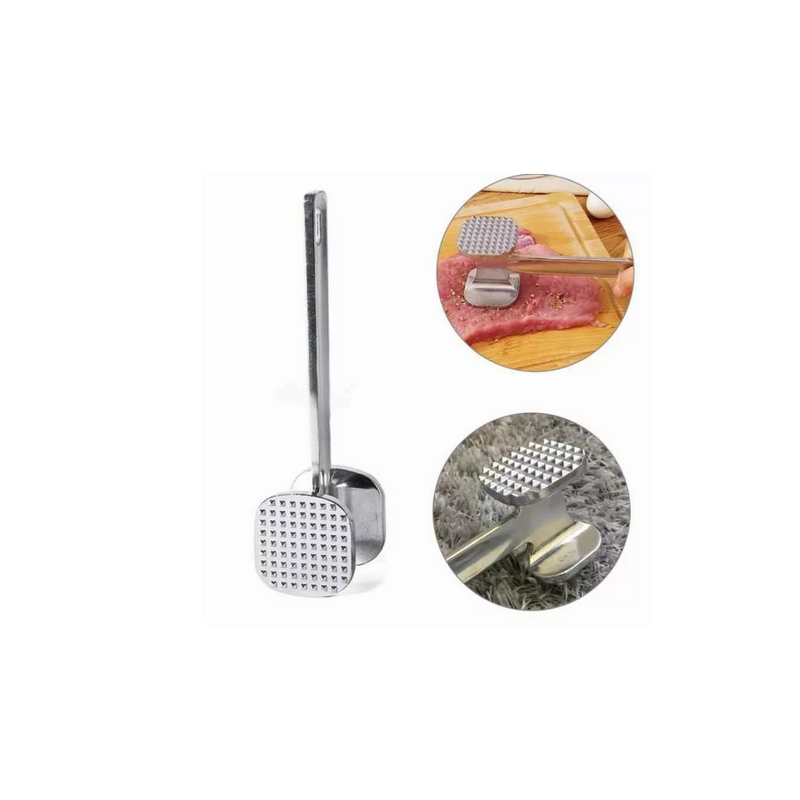 Martillo Carne Bate Bife Fundicion Aluminio Tiernizador 19cm Color Plateado - 4
