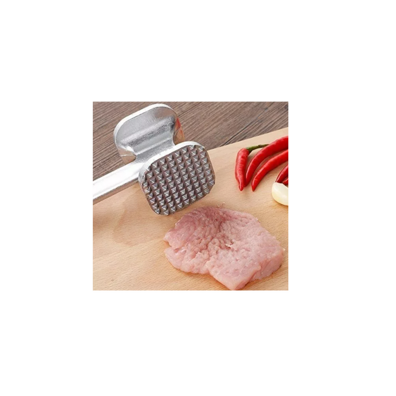 Martillo Carne Bate Bife Fundicion Aluminio Tiernizador 19cm Color Plateado - 5