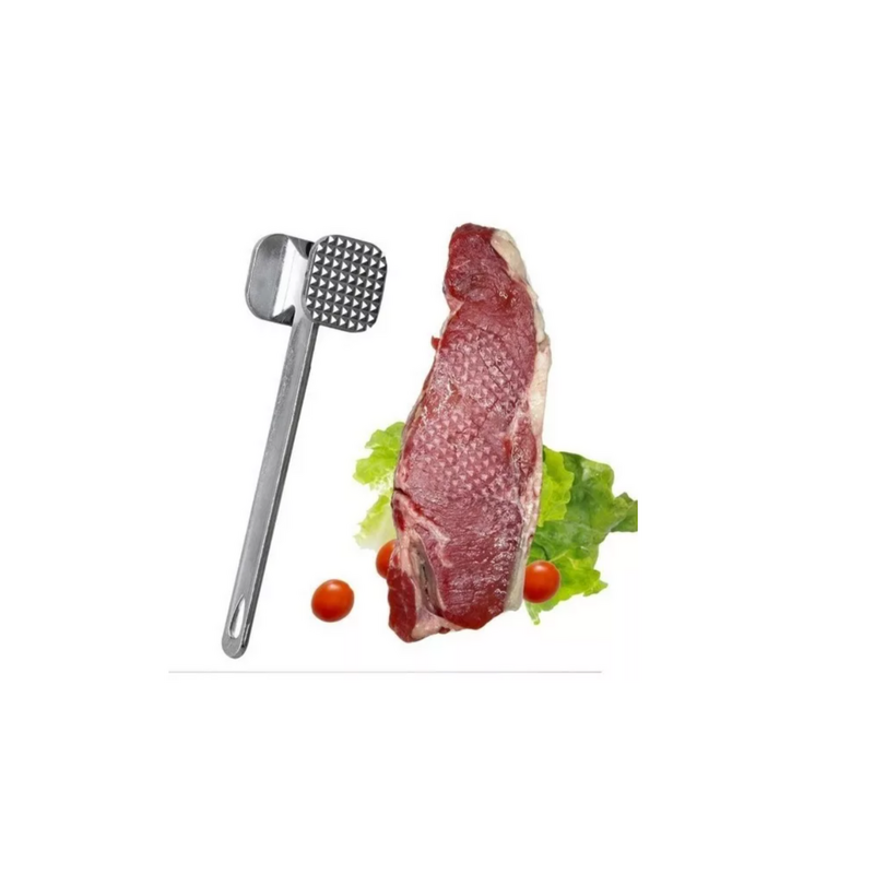 Martillo Carne Bate Bife Fundicion Aluminio Tiernizador 19cm Color Plateado - 6