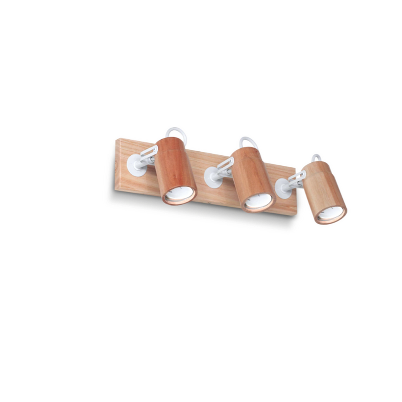 Aplique de 3 luces en madera paraíso mate en blanco o negro