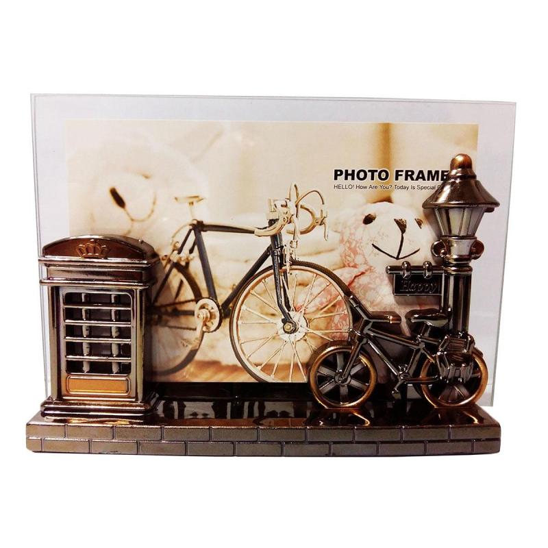 Porta retrato Decorado con Cabina de teléfono y Bicicleta