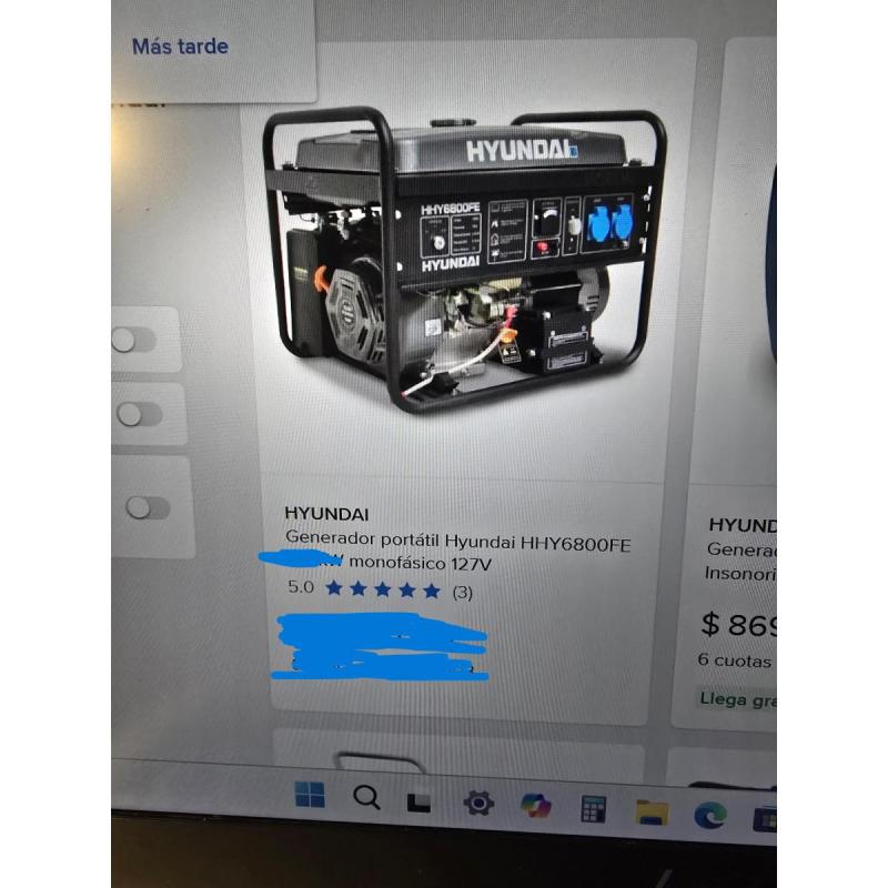 Grupo electrogeno Hyundai 6800 w Nuevo sin uso con equipo de GAS...