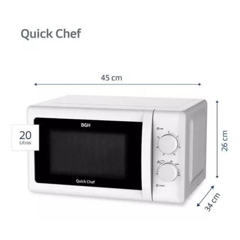 Microondas B120m20 Mecánico Quick Chef Blanco 20 Litros