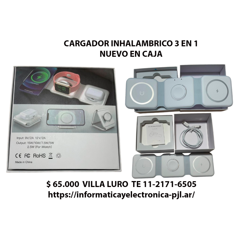 ¡Carga fácil y sin enredos con el Cargador Magnético 3 en 1!