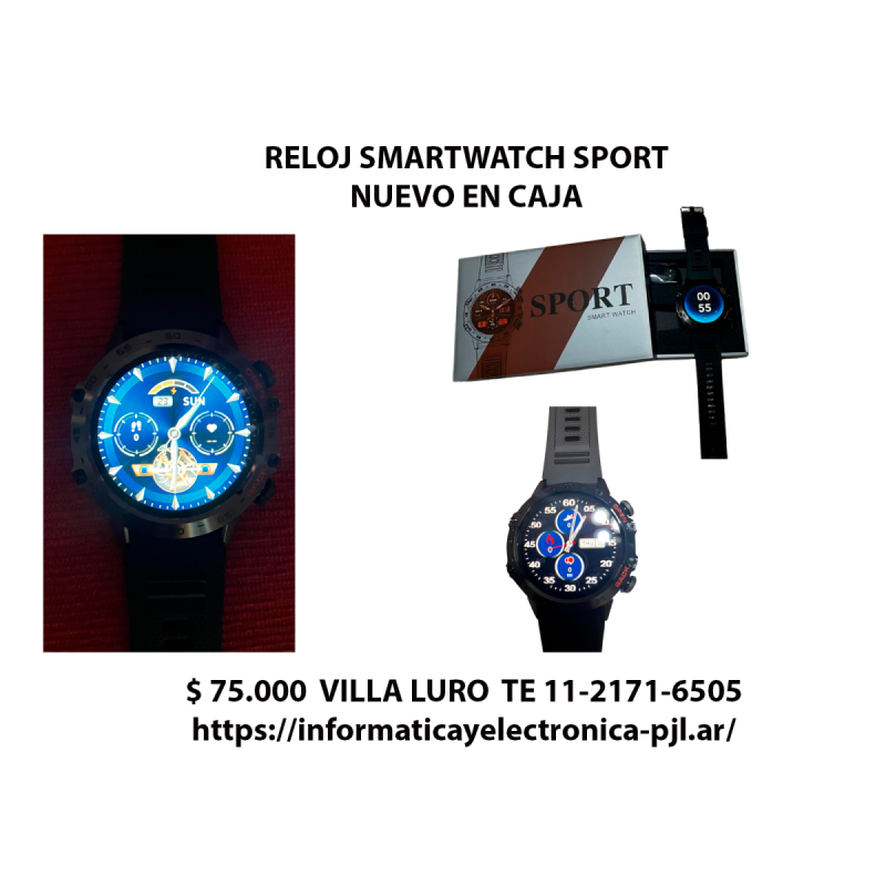 Reloj digital smartwatch SPORT en su caja original con carcaza metálica
