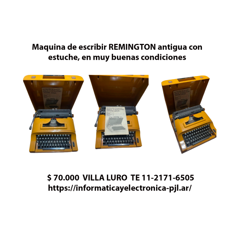 Maquina de escribir REMINGTON antigua con estuche, en muy buenas condiciones