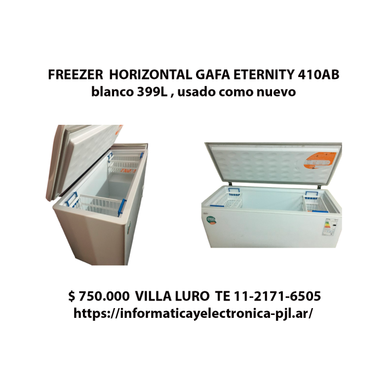 FREEZER HORIZONTAL GAFA ETERNITY 410AB blanco 399L 220V , poco uso como nuevo