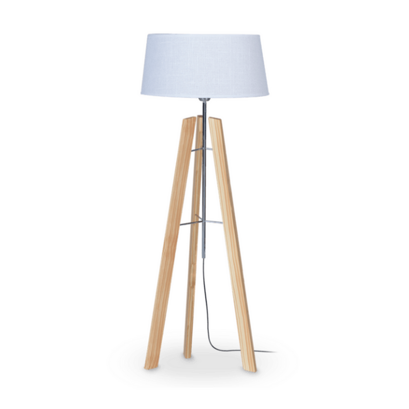 Lámpara de pie madera natural Con pantalla modelo millenial