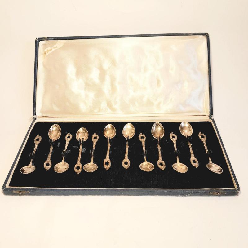 Antiguas Cucharitas De Plata 925 En Su Estuche. X 12u