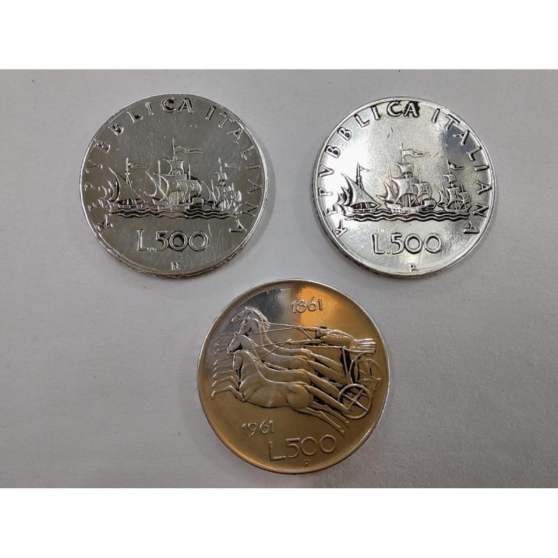 Antiguas monedas de plata 500 liras italianas
