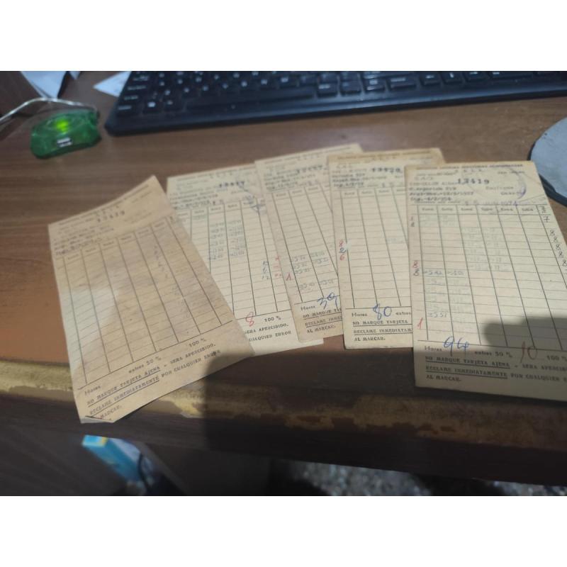 Antiguas tarjetas de fichar