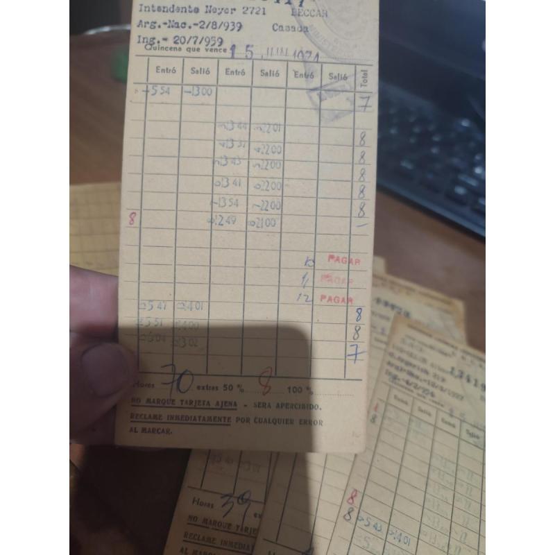 Antiguas tarjetas de fichar - 2