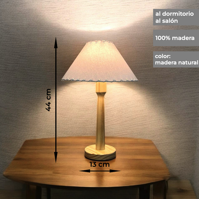 Lampara de madera con pantalla blanca "Solara" L-44 cm - 1/5