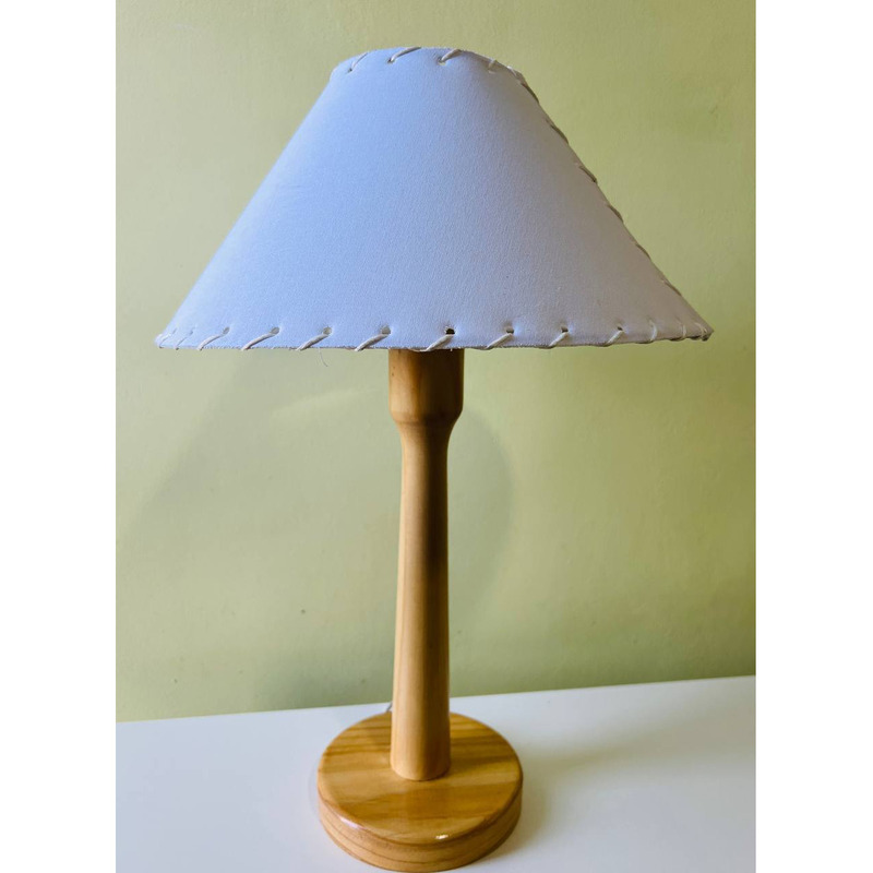 Lampara de madera con pantalla blanca "Solara" L-44 cm - 2/5