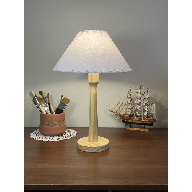 Lampara de madera con pantalla blanca "Solara" L-44 cm - 4