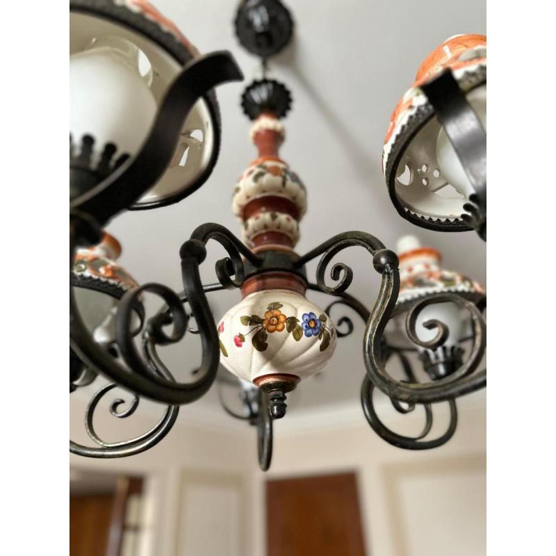 Lámpara vintage de cerámica pintada a mano estilo Capodimonte / Majólica - 4