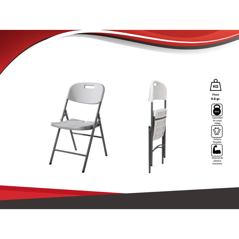 Silla Plegable Jardín Pro Blanca, Apta Exterior, Eventos Color Blanco - 3/7