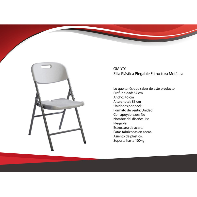 Silla Plegable Jardín Pro Blanca, Apta Exterior, Eventos Color Blanco - 4/7