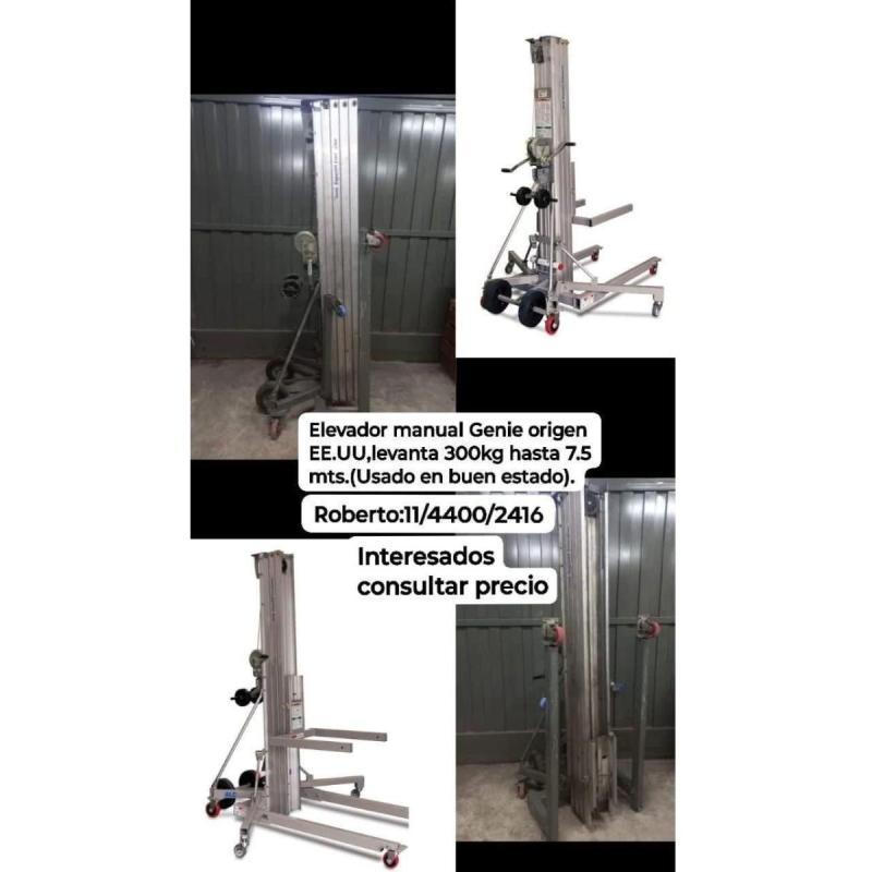 Elevador manual Genie 300kg hasta 7.5mts