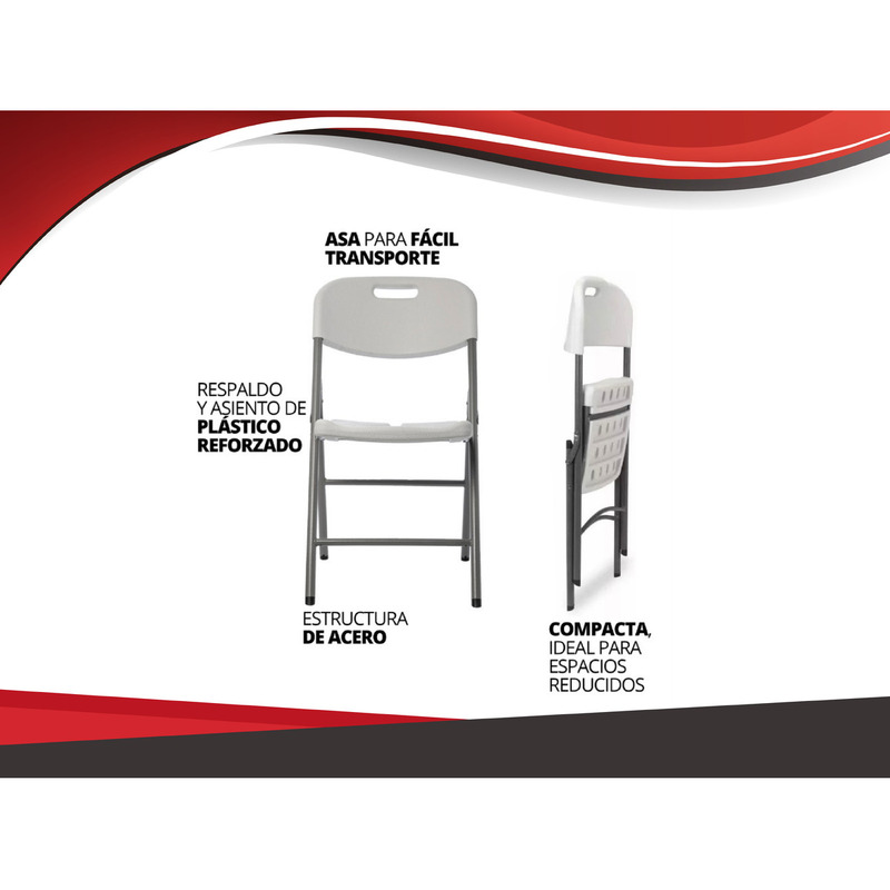 Silla Plegable Jardín Pro Blanca, Apta Exterior, Eventos Color Blanco - 7/7