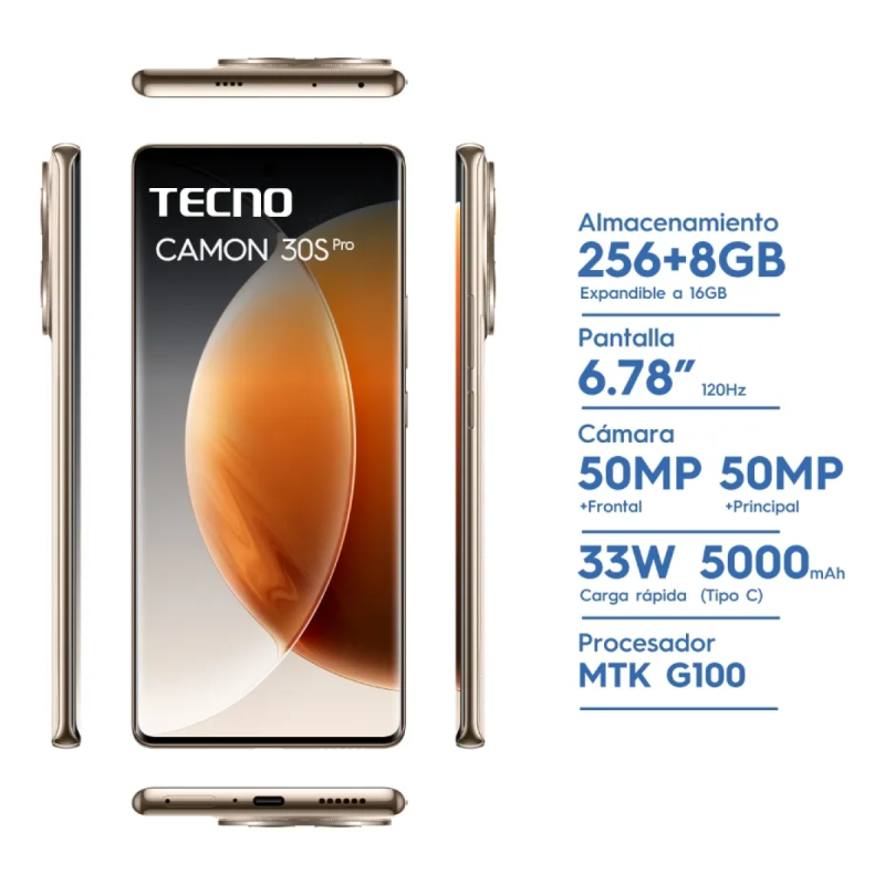 Tecno Camon 30s Pro 8gb 256gb Dorado 50mpx - 3/7