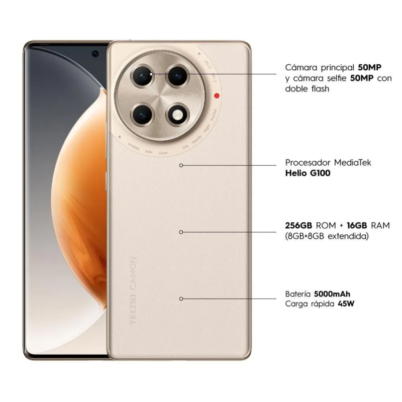 Tecno Camon 30s Pro 8gb 256gb Dorado 50mpx - 4/7