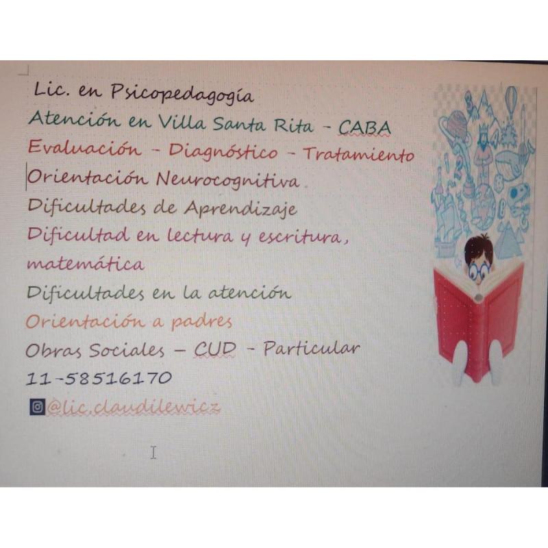 Lic. en Psicopedagogia. Atención presencial y online