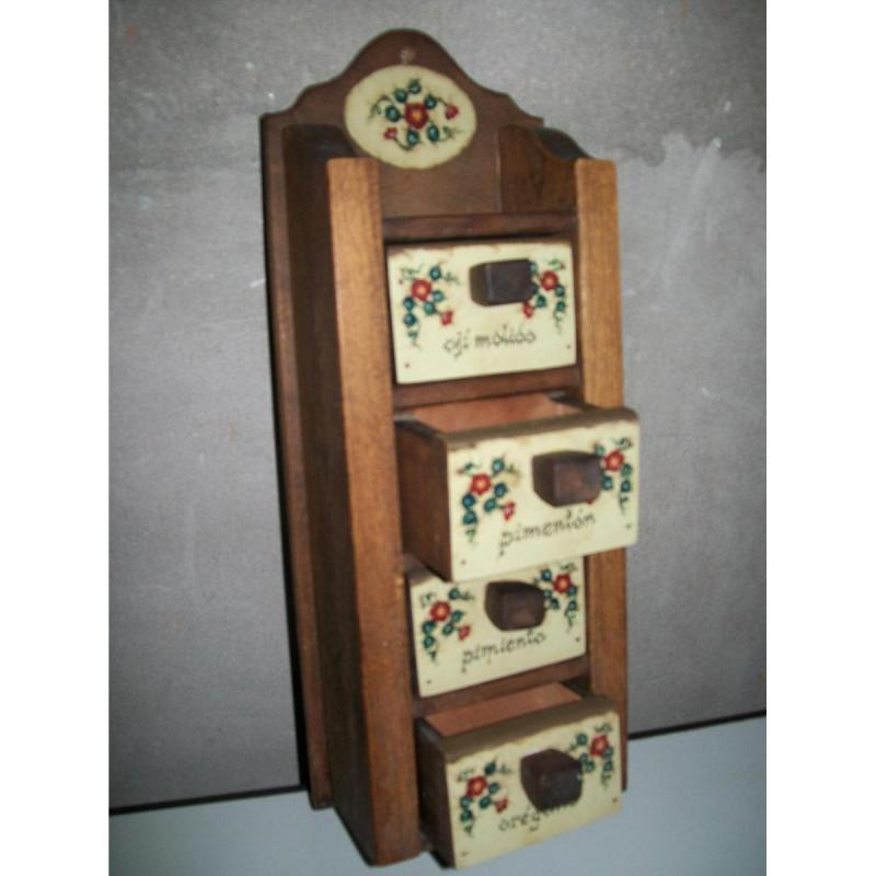 Especiero cajonero vertical de madera - 3