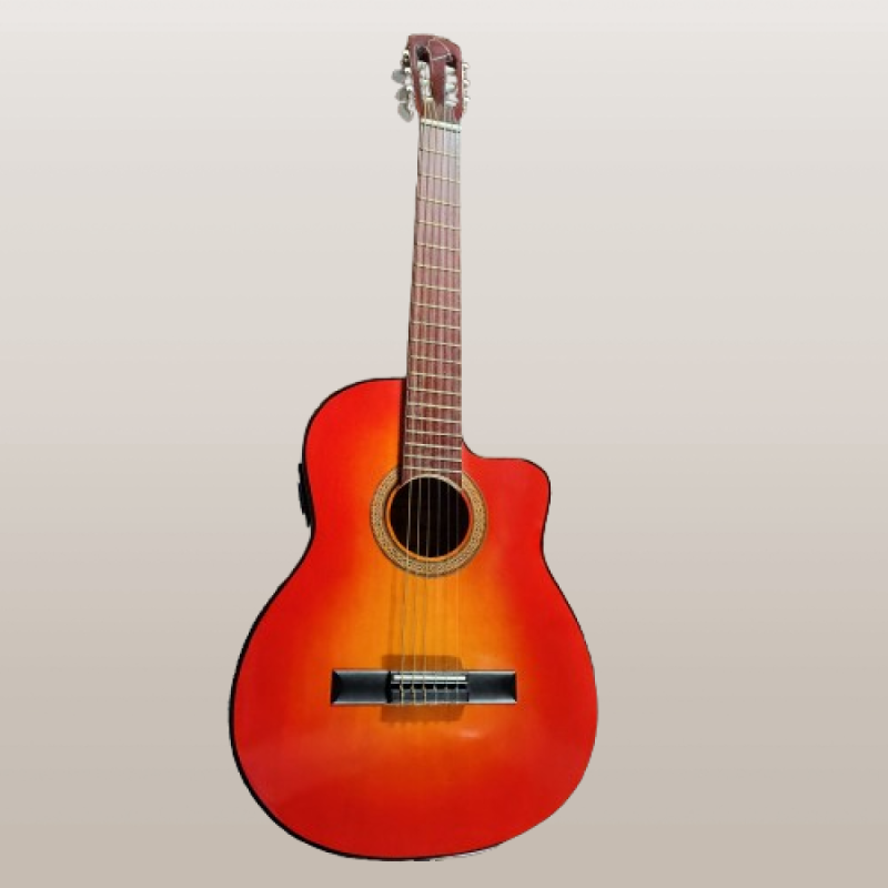 Guitarra Electro Criolla Cutaway Roja - 3