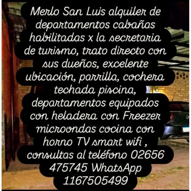 Alquiler vacacional de departamentos duplex en Merlo San Luis