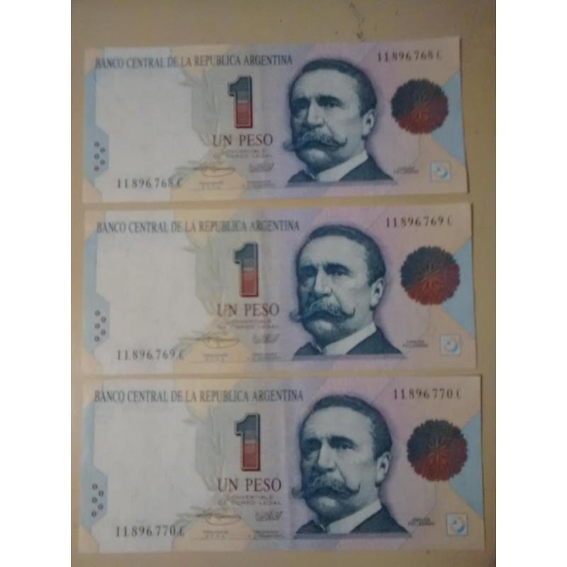 Billetes Correlativos De 1 Peso Convertibles