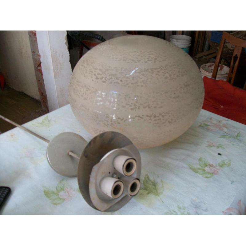 Lámpara de techo para tres focos con globo craquelado grande - 2/2