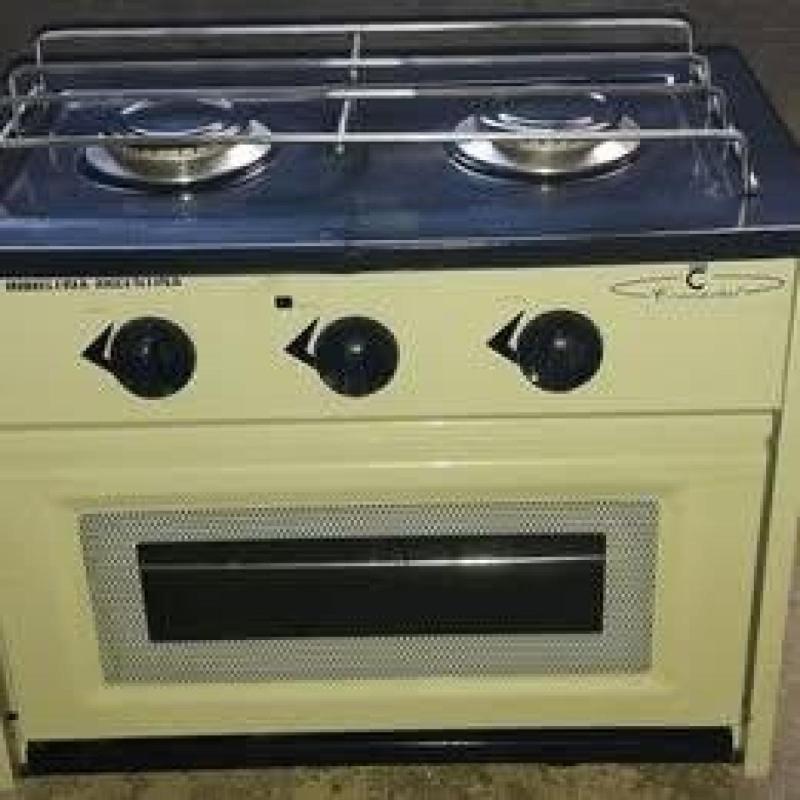 cocina de 2 hornallas con horno de tapa de vidrio
