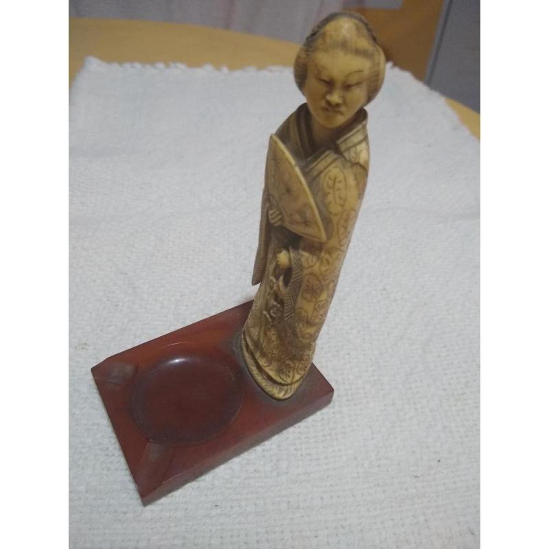 Antigua Figura De Geisha Japonesa Con Detalles - 7