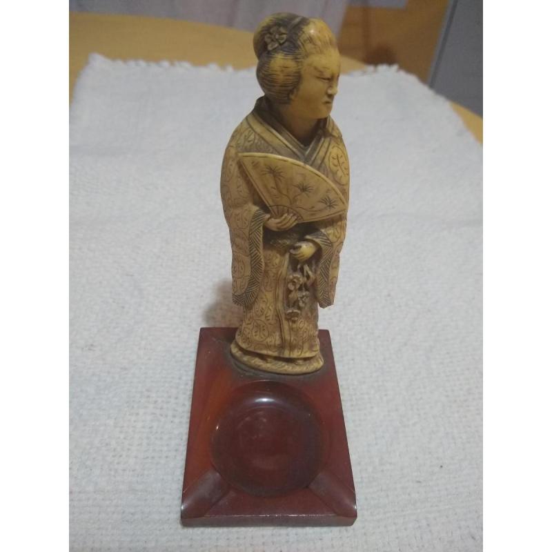 Antigua Figura De Geisha Japonesa Con Detalles - 8