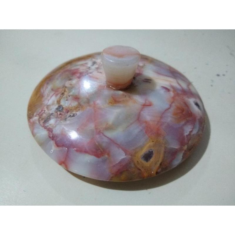 Caja Redonda Con Tapa Toda De Mármol De 9 Cm De Diámetro